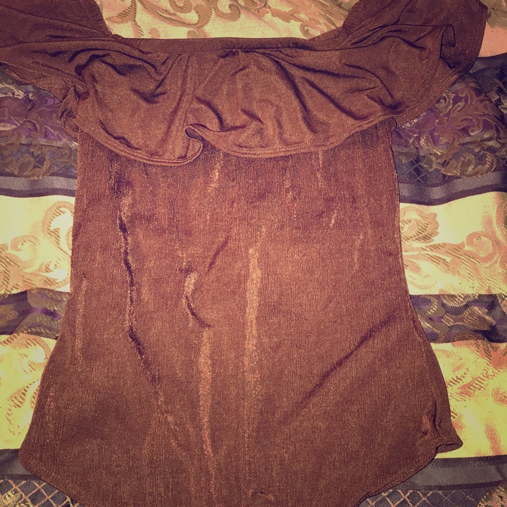 Ruffle off the shoulders body suit